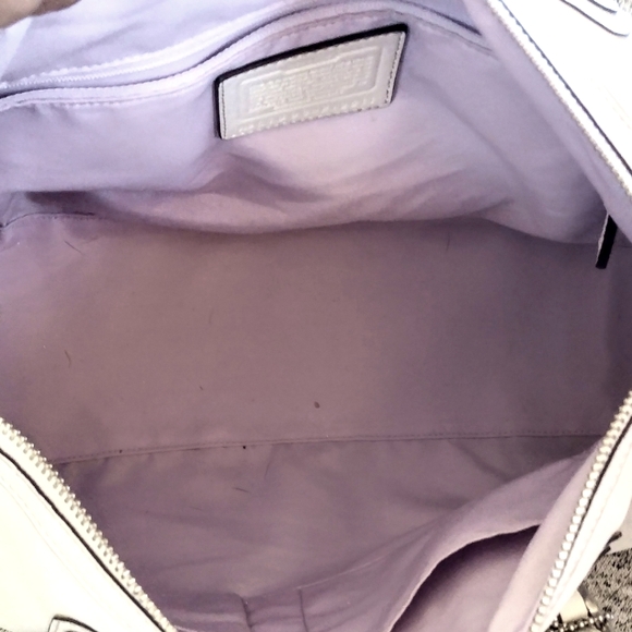 ❇️ Coach Hamptons Chalk White Leather Satchel Convertible Shoulder Bag w/ Scarf - Picture 11 of 15